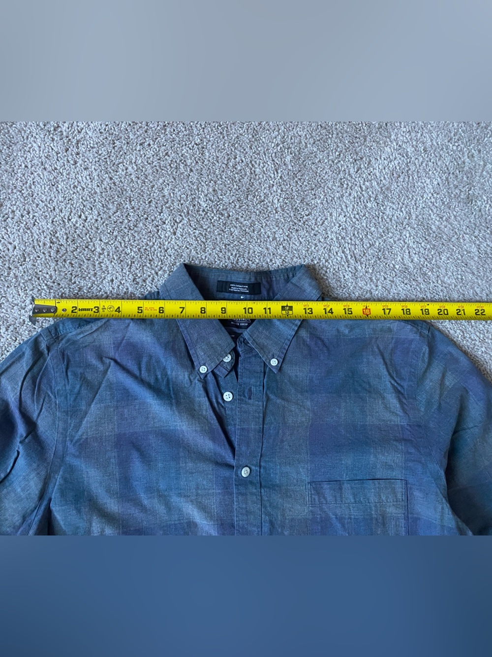 Nordstrom Men’s Shop Gray and Blue Checkered Shirt | XL Tall | 100% cotton - Picture 8 of 8